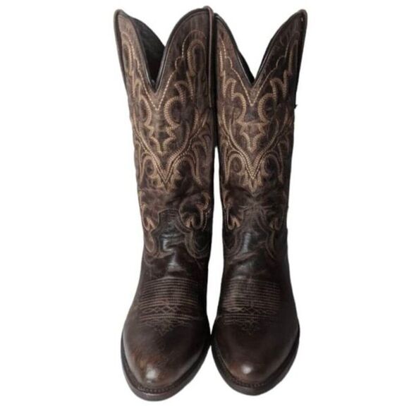 J.B. DILLON Brown Distressed Leather Western Boot Size 7EE - Picture 4 of 10